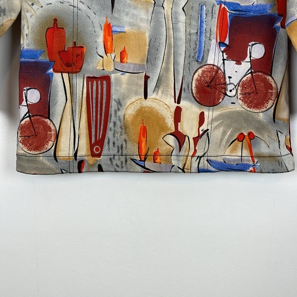 Vintage Kaktus Womens M Button Down Multicolor Candle Print 2 Pocket Jacket - Picture 6 of 9